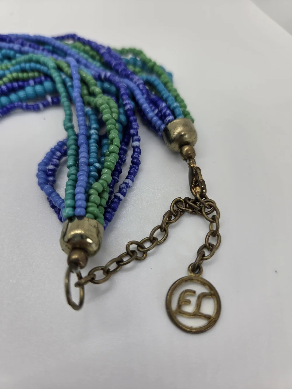 Erica Lyons Turquoise, Cobalt & Kelly-Green Multi-Strand Seed Bead Necklace